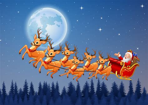 Rudolph The Red Nosed Reindeer Pulling Santas Sleigh