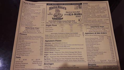 Menu At Mama Rosas Pizzeria Grosse Pointe Park