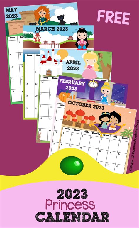 Free Printable Disney Princess Calendar 2023 Disney Printable