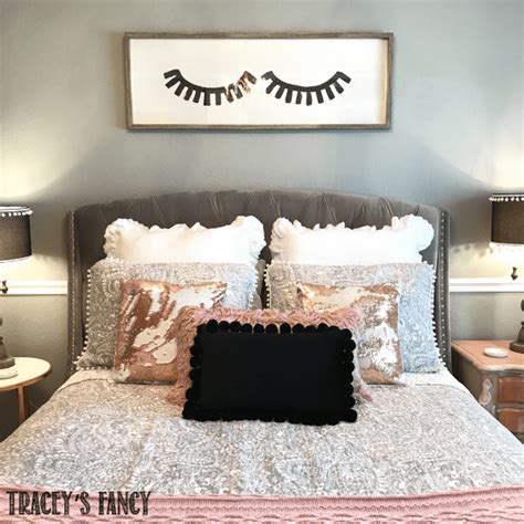 Rose gold couldn't be more popular. Rose Gold and Gray Girls Bedroom Makeover | Tracey's Fancy