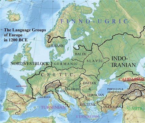 Likely Language Families Of Europe 1200 Bc European History World
