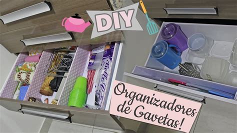 Diy Organizadores De Gavetas Da Cozinha Ideias Baratas Youtube