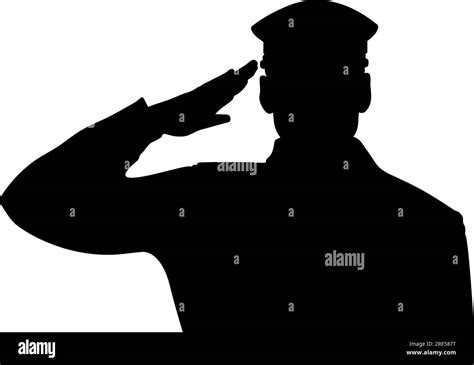 Army Soldier Giving Salute Silhouette Vector Illustration Stock Vector