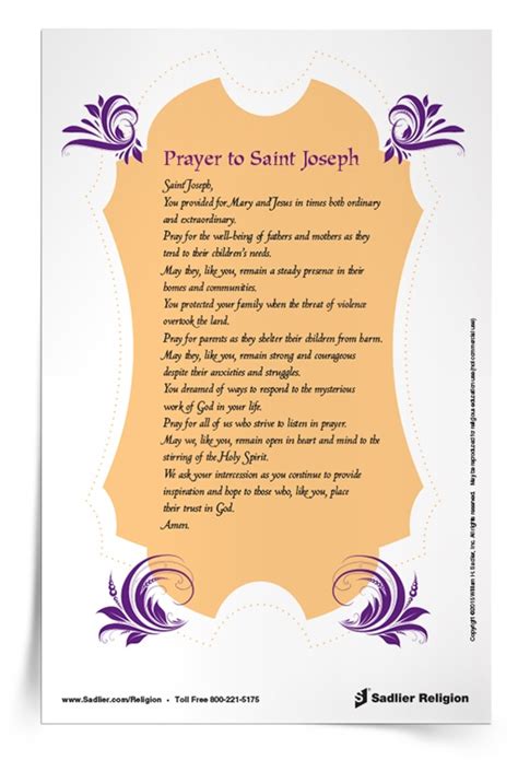Prayer To Saint Joseph Prayer Card Download Sadlier Religion