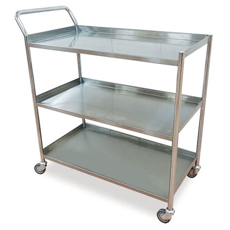 Ms 8100 Trolley Multi Purpose Stainless Steel 2 Tiers With Guard Rails