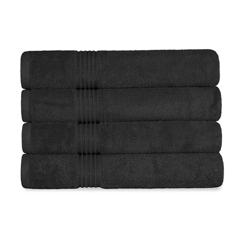 Superior Derry Solid Egyptian Cotton 4 Piece Bath Towel Set Black