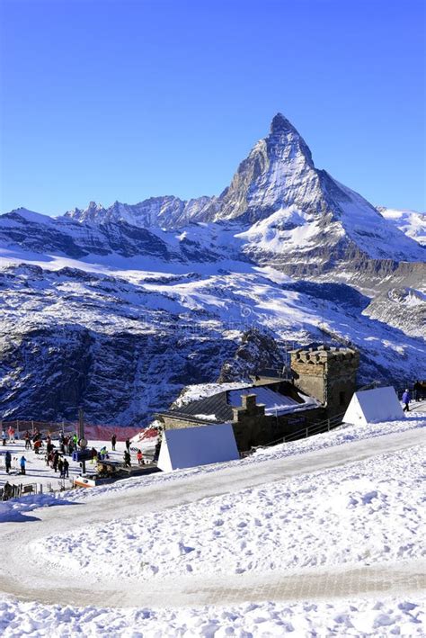 The Most Beautiful Swiss Alps Matterhorn In Zermatt With Tourist