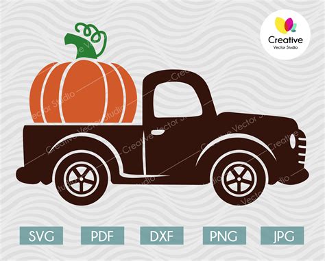 Fall Truck Svg Pumpkin Truck Svg Creativevectorstudio