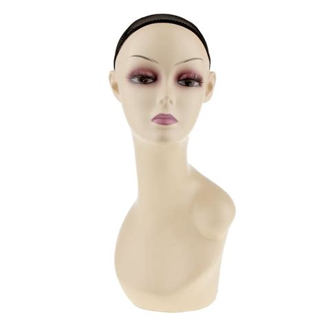 Flawish Durable Plastic Female Mannequin Head 18 Tall Realistic Make