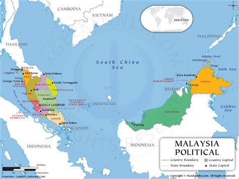 Malaysia State Map Malaysia Political Map
