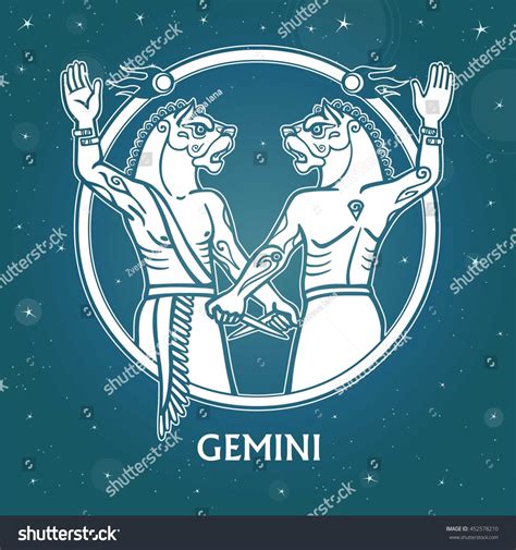 Zodiac Sign Gemini Character Sumerian Mythology Stock Vector Royalty
