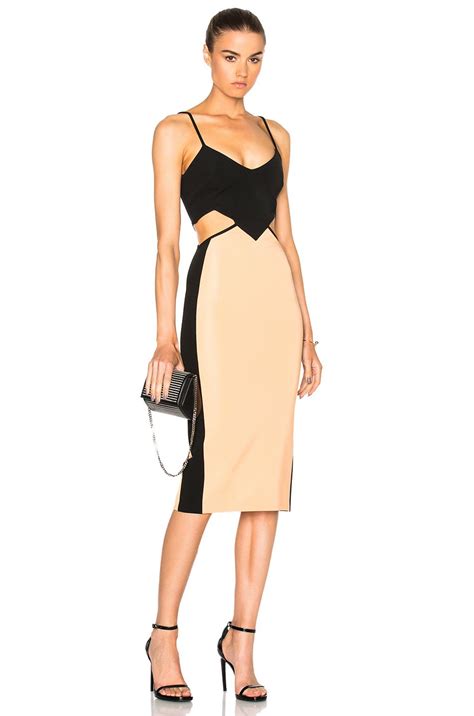 david koma contrast and cut out dress in black and peach fwrd in 2023 black women fashion
