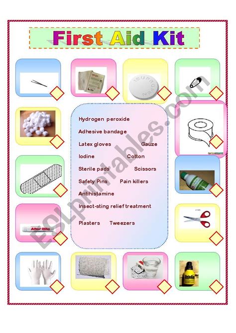 First Aid Kit Esl Worksheet By Escapera