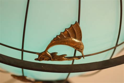 Illuminated Murano Glass Globe With Iron And Brass Decoration At 1stdibs