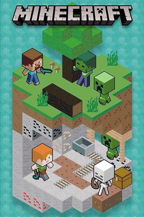 Minecraft Into The Mine Póster Lámina Compra En Posterses