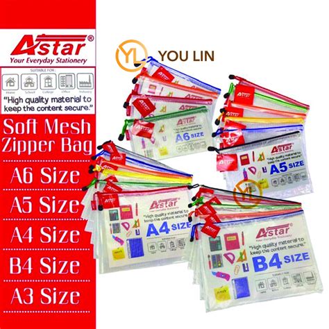 Astar Soft Mesh Vinyl Zipper Bag A6a5a4b4a3 Size Shopee Malaysia