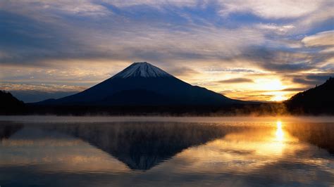 Landscape Sunrise Sunlight Mountain Japan Mount Fuji Reflection