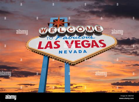 Las Vegas Welcome Sign With Sunrise Sky Stock Photo Alamy