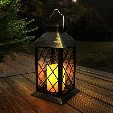 Solar Powered Lantern Hanging Or Tabletop Water Resistant Led Pillar