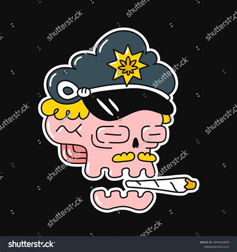 Funny Skull Police Hat Cap Weed Stock Vector Royalty Free