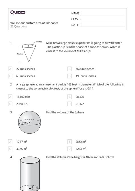 50 Volume And Surface Area Worksheets For 11th Grade On Quizizz Free