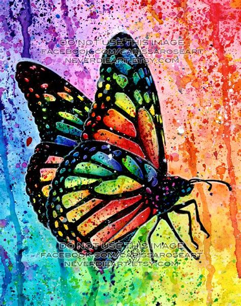Art Print Butterfly Rainbow Pop Art Splatter By Neverdieart