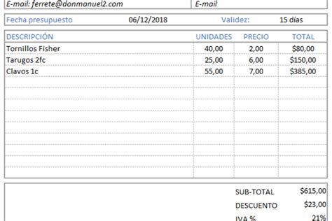 Plantilla Excel Hoja De Presupuesto Descarga Gratis