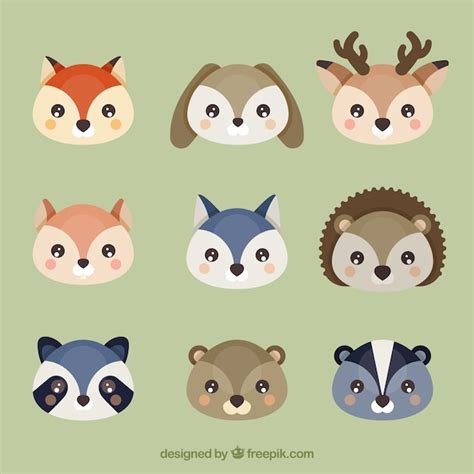 Free Vector Several Avatars Of Lovely Animals In Flat Design