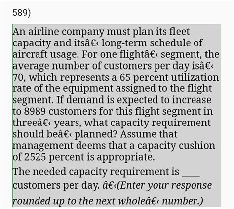 Solved 589 An Airline Company Must Plan Its Fleet Capacity