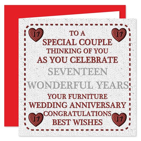 Buy 17th Wedding Anniversary Card To A Special Couple On Your