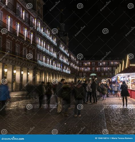 Christmas Lights In The Plaza Mayor Of The City Of Madrid In The