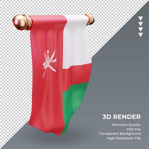 Premium Psd 3d Pennant Oman Flag Rendering Right View