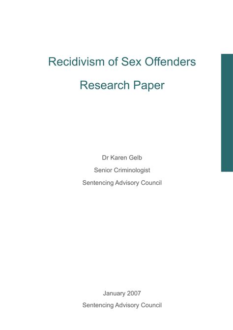 Pdf Recidivism Of Sex Offenders Research Paper