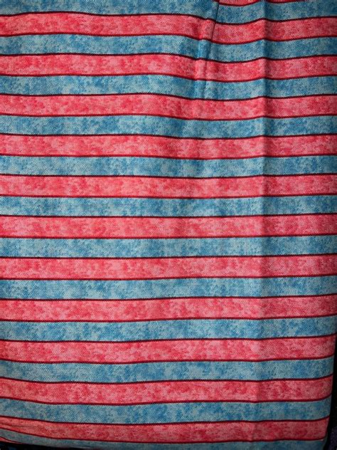 Blue And Red Stripe Cotton Fabric Etsy