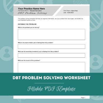 Dbt Problem Solving Worksheet Editable Fillable Pdf Template