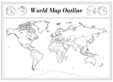 A4 Size World Map Outline World Map Outline World Map Printable