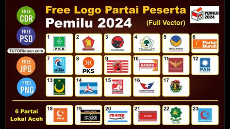 Free 23 Logo Partai Peserta Pemilu 2024 Full Vector Cdr Psd Png 