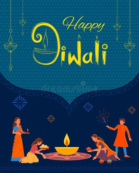 Happy Diwali Hindu Holiday Background For Light Festival Of India Stock Vector Illustration Of
