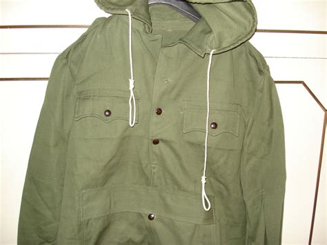 Vintage Green Мens Canvas Anorak With Hood Military Army