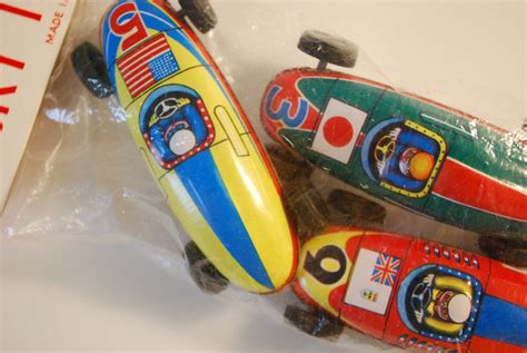 Vintage Tin Race Cars Made In Japan By Lucky Toy