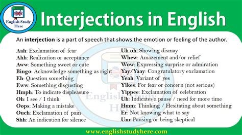 Interjections In English English Study Here