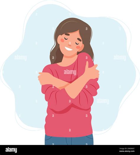 Woman Embrace Herself Stock Vector Images Alamy