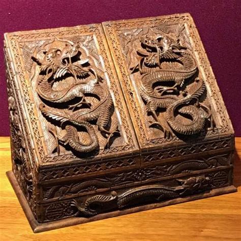 Chinese Carved Hardwood Stationery Box Oriental Antiques Hemswell