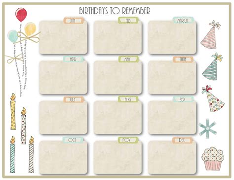 Birthday Calendar Printable Template Birthdaycalendar