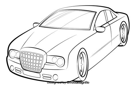 Chrysler 300c Drawing Black And White Clipart Vector Free Download