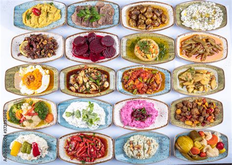Traditional Turkish And Greek Dinner Meze Table Turkish Cuisine Cold