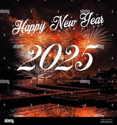 Happy New Year 2025 With Fireworks Background Celebration New Year