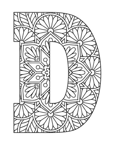 Mandala Alphabet Letters Coloring Pages Etsy