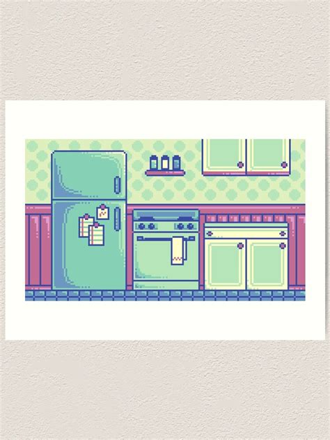 Kitchen Pixel Art Print For Sale By Malevolentmask Redbubble