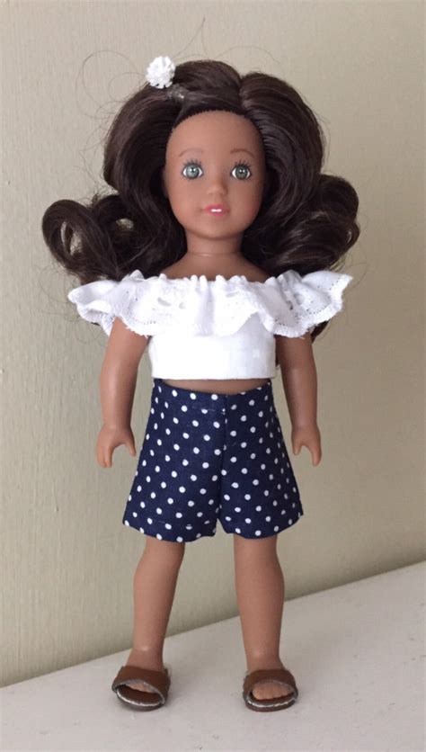 Six Inch Mini Doll Clothes White Ruffle Top And Polka Dot Etsy